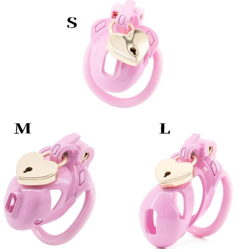 New High Quality Pink Double Lock Chastity Cage 정조대 BDSM Penis Abstinence Cock Cage with 4 Size Rings Male Gay Fetish Sex Toys