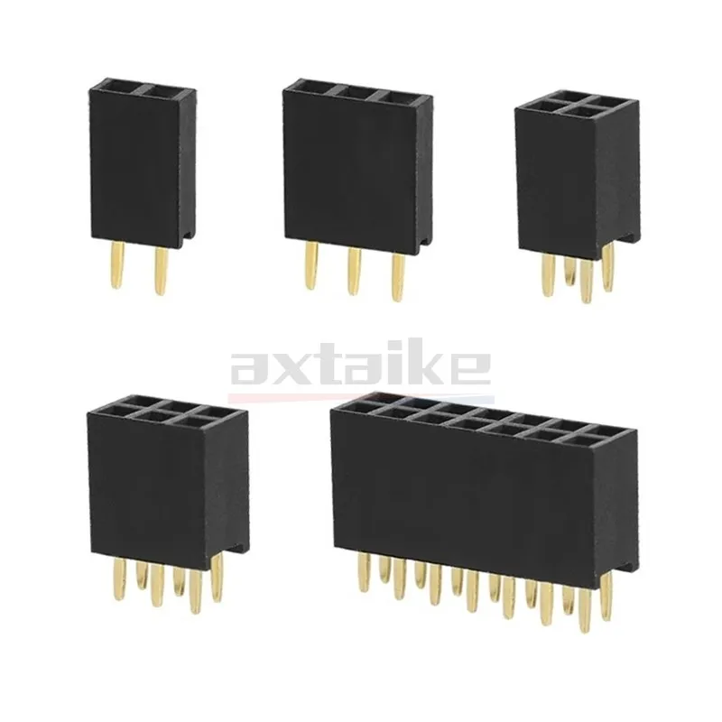 女性用コネクタ,20個セット,2.54mm,pcb,2p,3,4,5,6,7,8,9,10,12,14,15,16,20または40ピン,個別二列ジャム