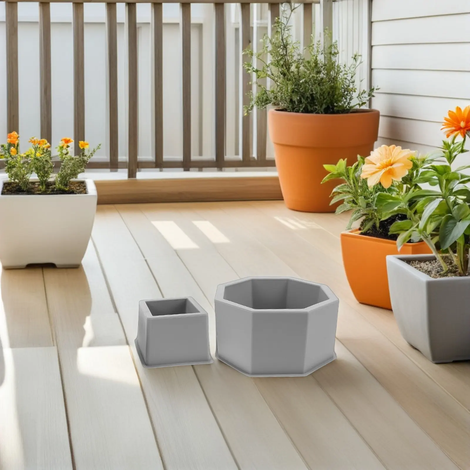 

2Pcs Silicone Concrete Planter Mold Dual Layer Precision Cement Flowerpot Mold for Modern Geometric DIY Plant Pot Crafting and