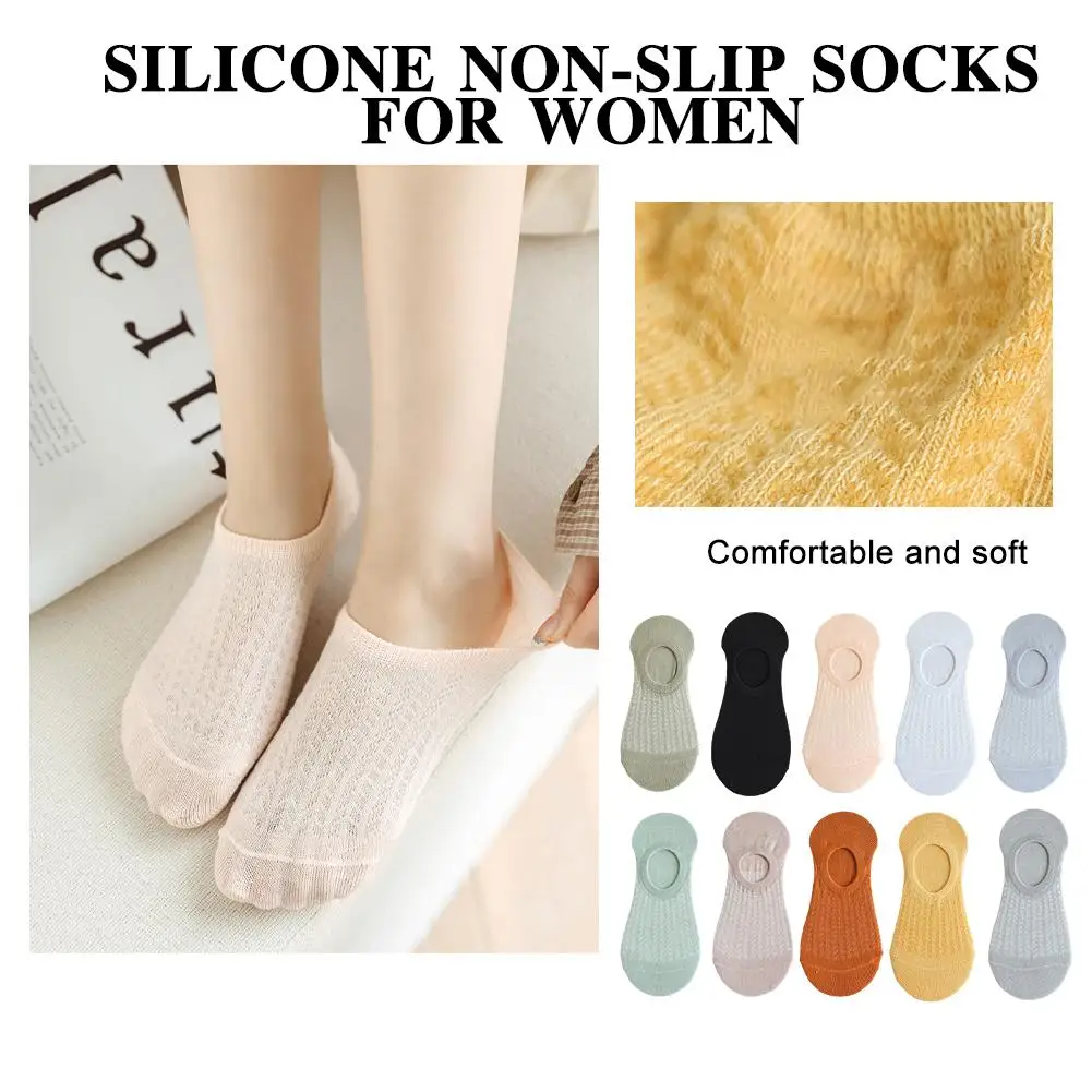 Chaussettes courtes invisibles pour femmes, chaussettes de bateau respirantes, dentelle, coton de silicone non ald, mode estivale, L7F7