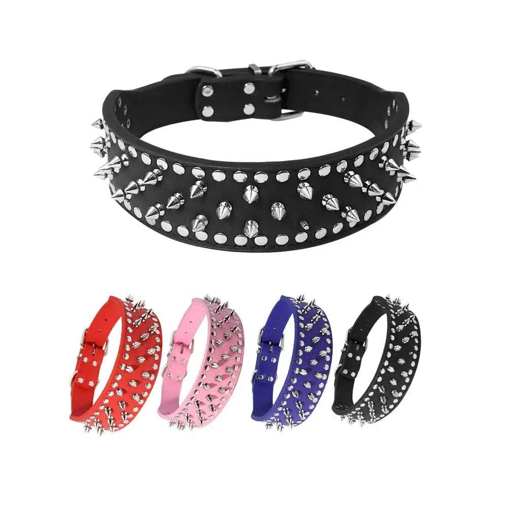 

Ошейник для собак-мопсов, кожаный регулируемый ошейник с шипами для средних собак, лагера, коричневый бык, собака Coleira para perro Pitbull, товары для домашних животных