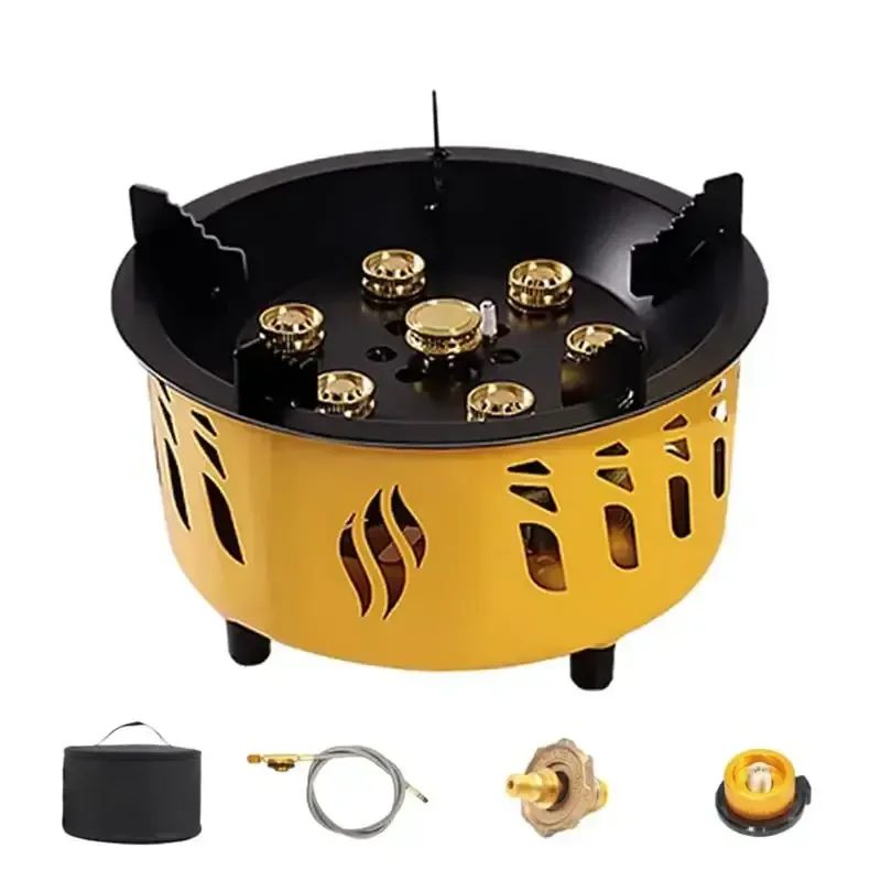 

High-Power Gases Burner Stove Windproof Stove 7-Core Camping Stove Integrated Design Windproof Stove Burner For Cooking Picnic