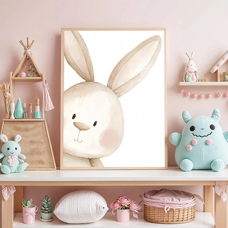 Cute Watercolor Animals Bunny Hamster Koala Zebra Posters Canvas Printing Modern Wall Art Picture for Kidy Room Home Decor Gifts