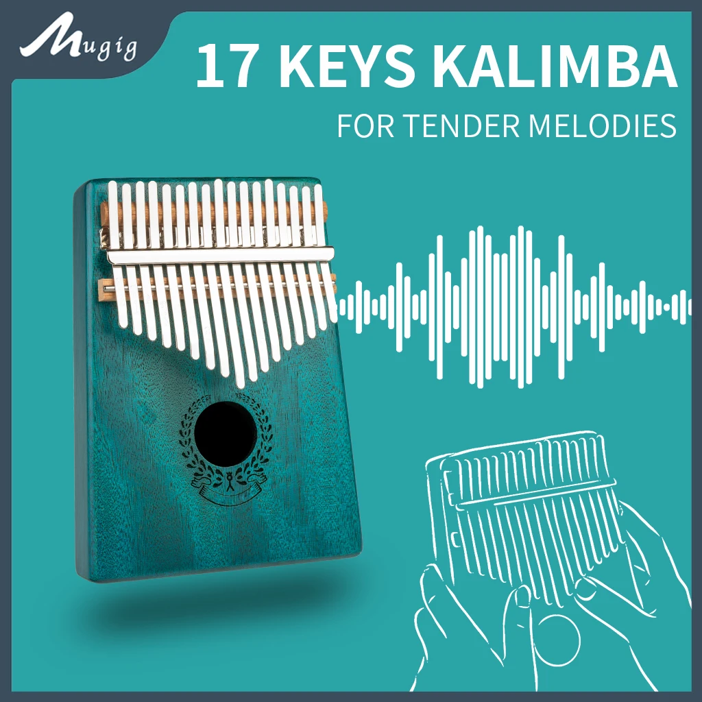 Mugig Kalimba Thumb Piano 17 Keys Solidwood Portable Finger Piano Combinations Gifts For Kids Beginners