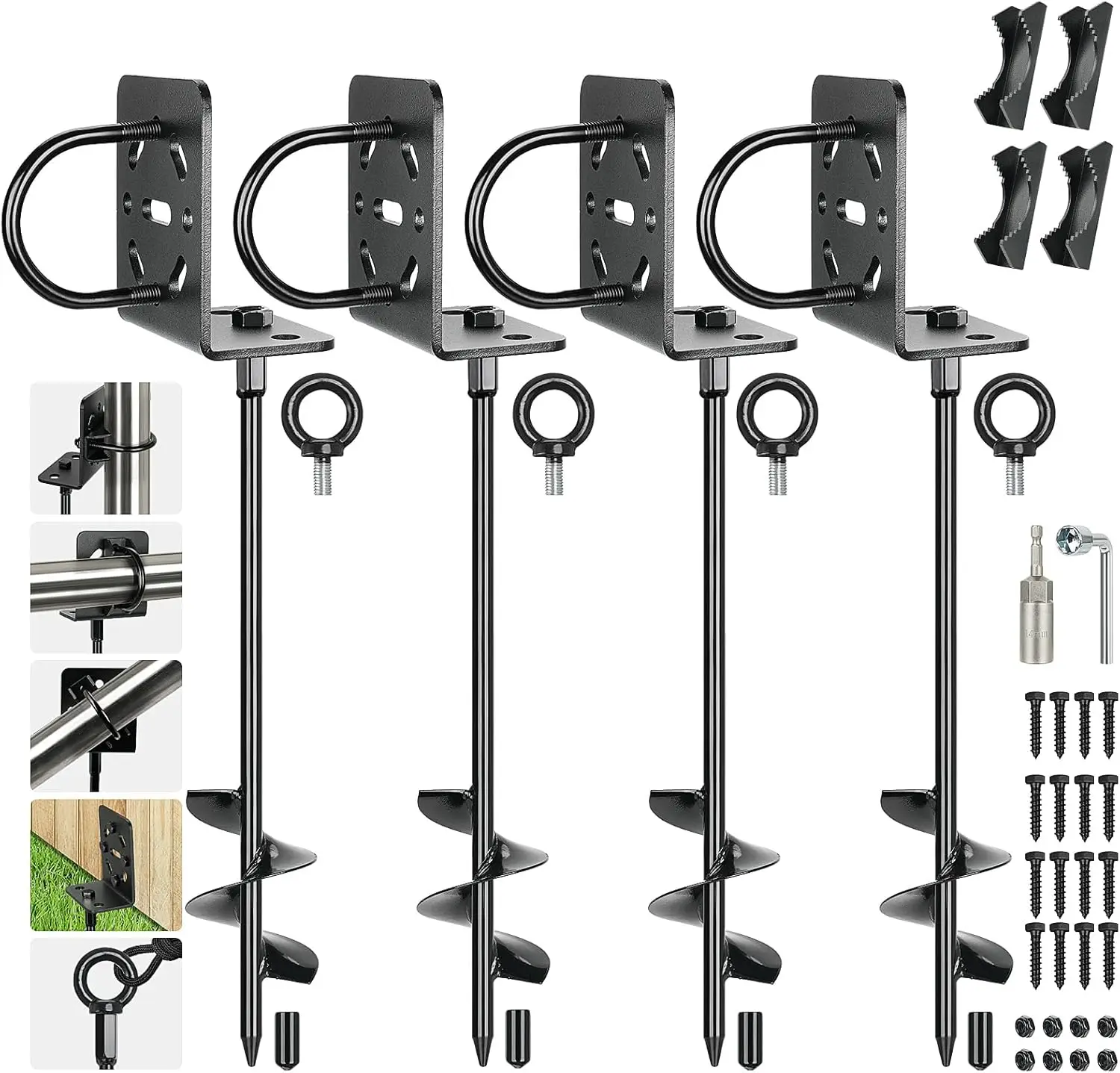 

4-Pack Heavy Duty Ground Anchors Kit for Sheds, Fences, Gazebos & More - Secure Your Outdoor Structures