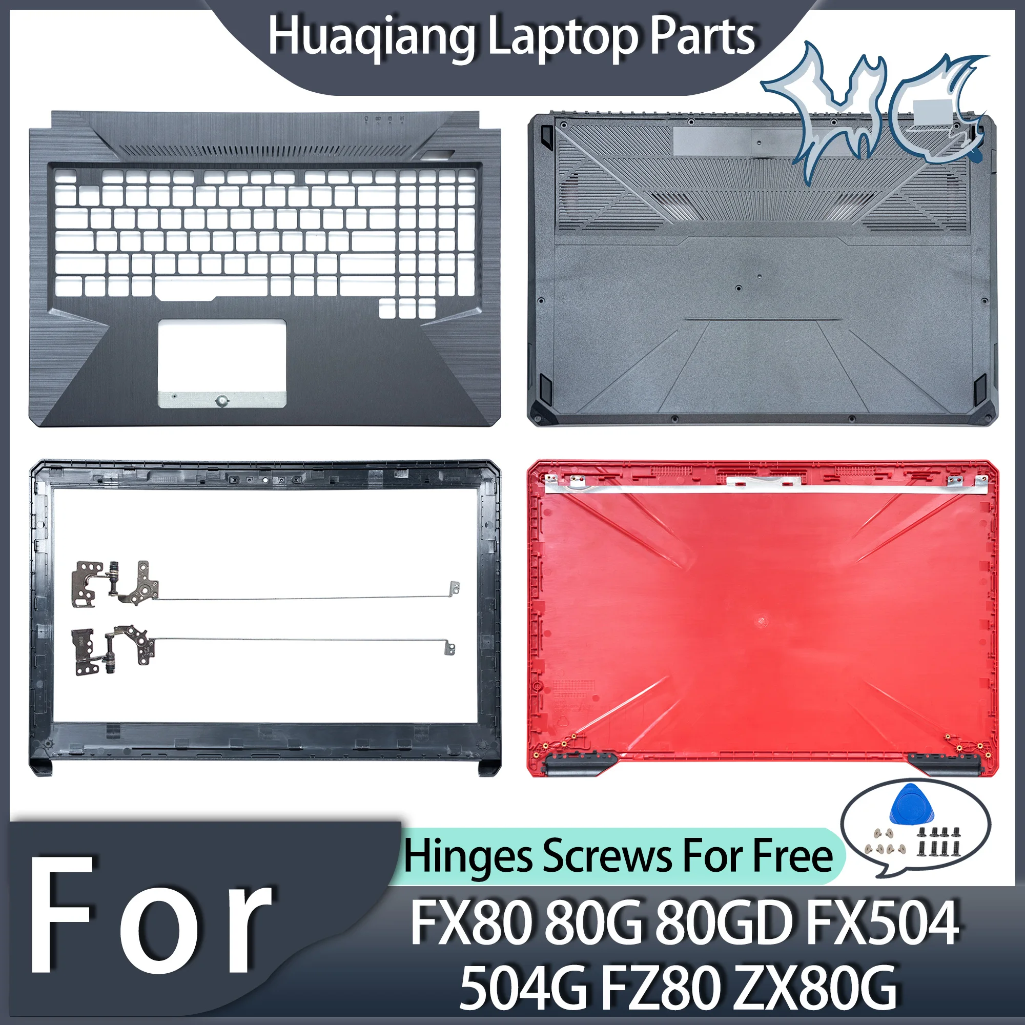 New Laptop Covers For FX80 80G 80GD FX504 504G FZ80 ZX80G LCD Back Cover Rear Top Front Bezel Hinges Bottom Part Replace