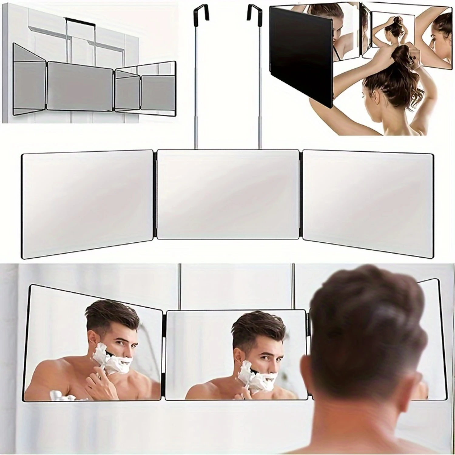 Adjustable Portable Hair Styling Mirror for Grooming, Hair Coloring, and Makeup | 1pc Travel-Friendly Trifold Mirror Perfect for