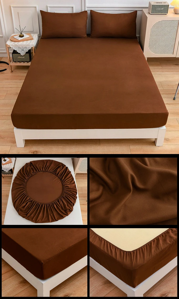 Black Fitted Sheet Home Bed Linen 90x200 Bed Cover with Elastic Band Tampa De Colchão Double Bedsheet (Pillowcase Need Order)