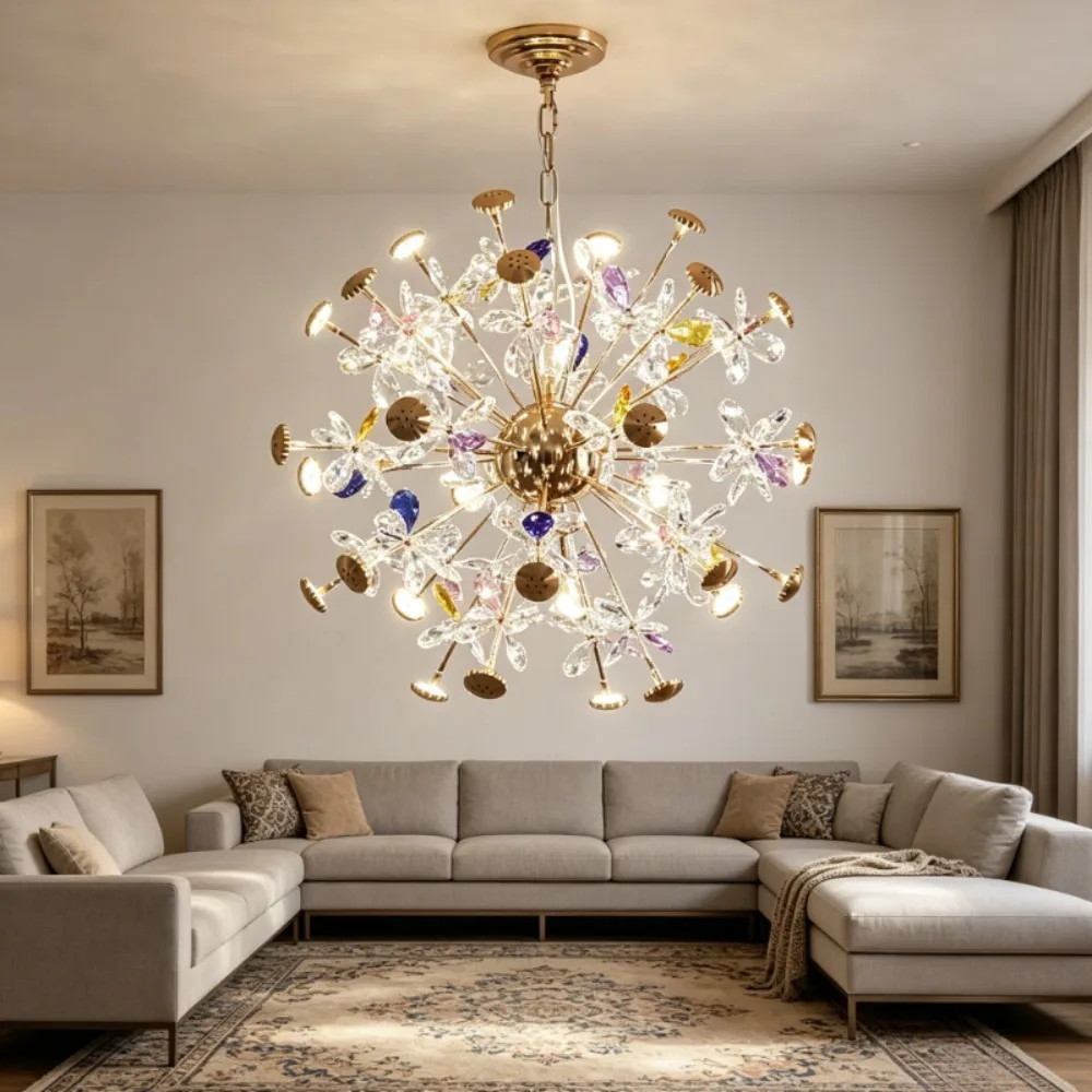 Postmodern Luxury Crystal Chandelier Light Living Dining Room Lighting Petal Warm Bedroom Hanglamp