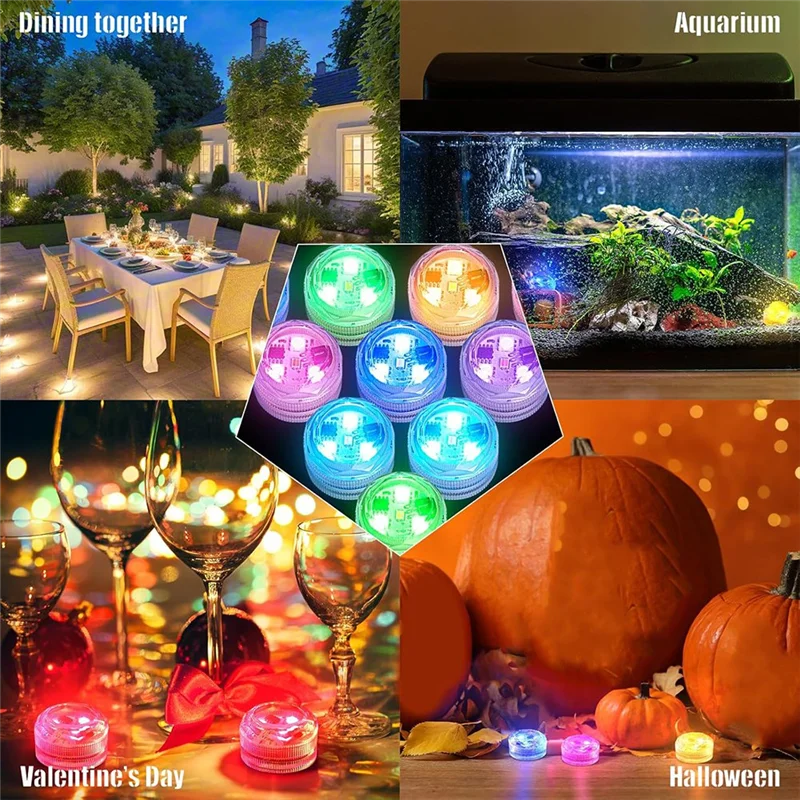 ABZV-Para peças centrais de abóbora de Halloween luzes de velas subaquáticas com luzes de chá LED remotas