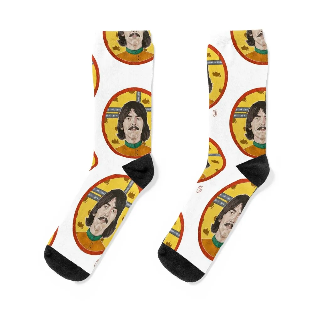 George Harrison hand painted Yellow Submarine gouache portrait Socks heated kawaii Christmas christmas gift Girl'S Socks Men's