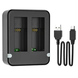 Dual Port Slot Battery Charger para Go Pro, GoPro, Hero 12, 11, 10, 9, Preto, Acessórios para Câmeras Esportivas, Cabo USB, Viagem