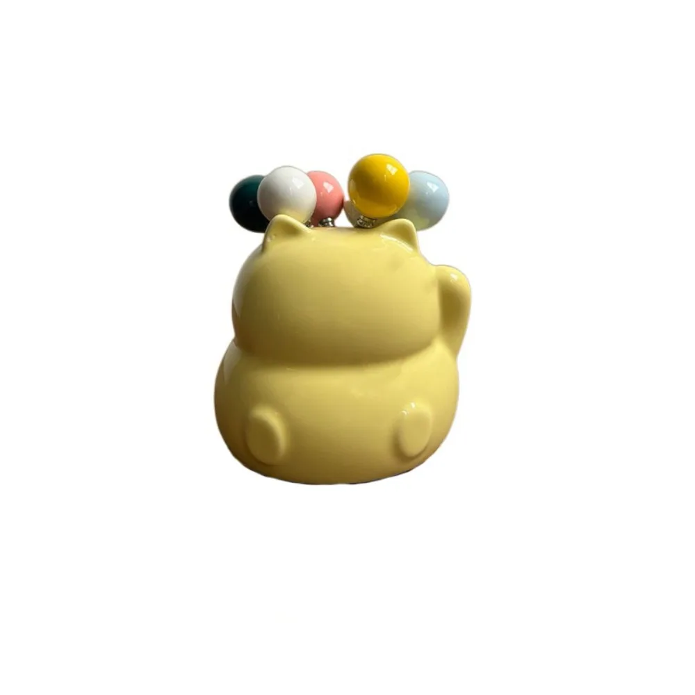 

Cartoon Cat Ceramic Fruit Forks Set Creative Solid Color Dessert Forks with Storage Jar Decorative Comfortable Grip