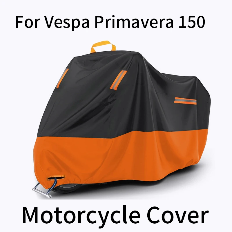 

For Vespa Primavera 150, Waterproof UV Dustproof Motorcycle Cover with Reflective Strips, Lock Holes & Storage Bag
