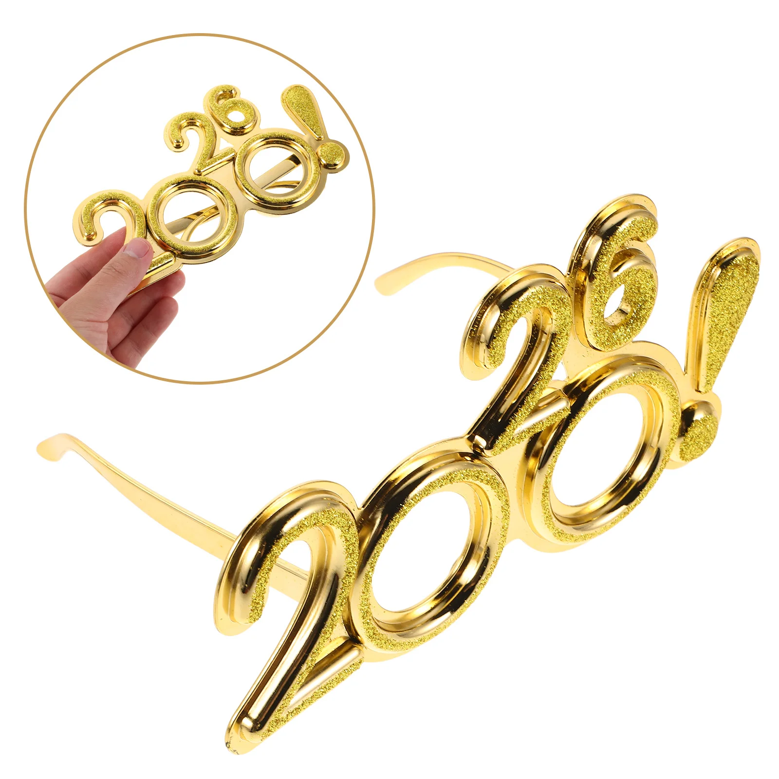 

2026 Metallic Finish Decorative Eyeglasses Stylish Number Design for New Year Eve Party Photo Props Festive Celebration