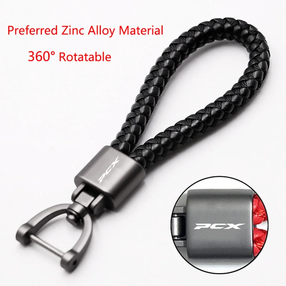 Fit For Honda PCX150 PCX160 PCX125 PCX 125 150 160 2014-2024 Accessories Custom Motorcycle Braided Rope Keyring Metal Keychain