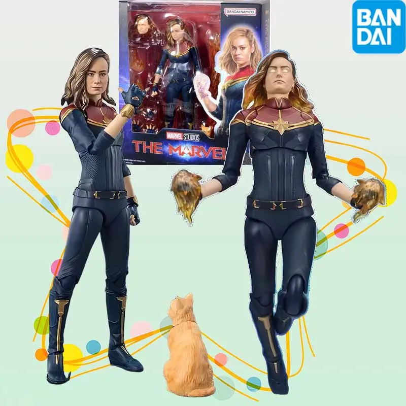 

Bandai Captain Marvel 2 Visions Anime Figure SHF The Marvels Action Figure Collectibles Model High Poseability Toys For Boy Gift