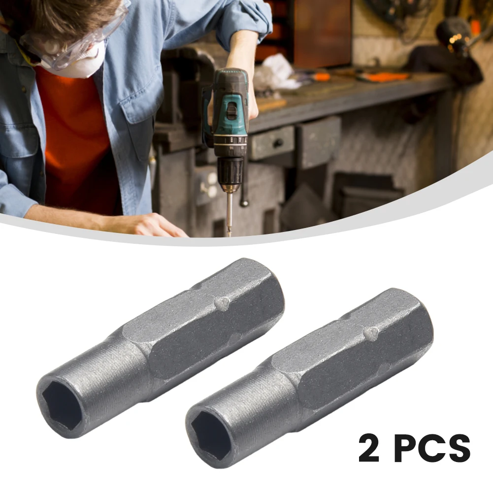 Precision Bit Holder 2pcs Adapter Gray Driver Bit Adapter Bit Adapter Metal Bit Holder Electric Screwdriver Hex