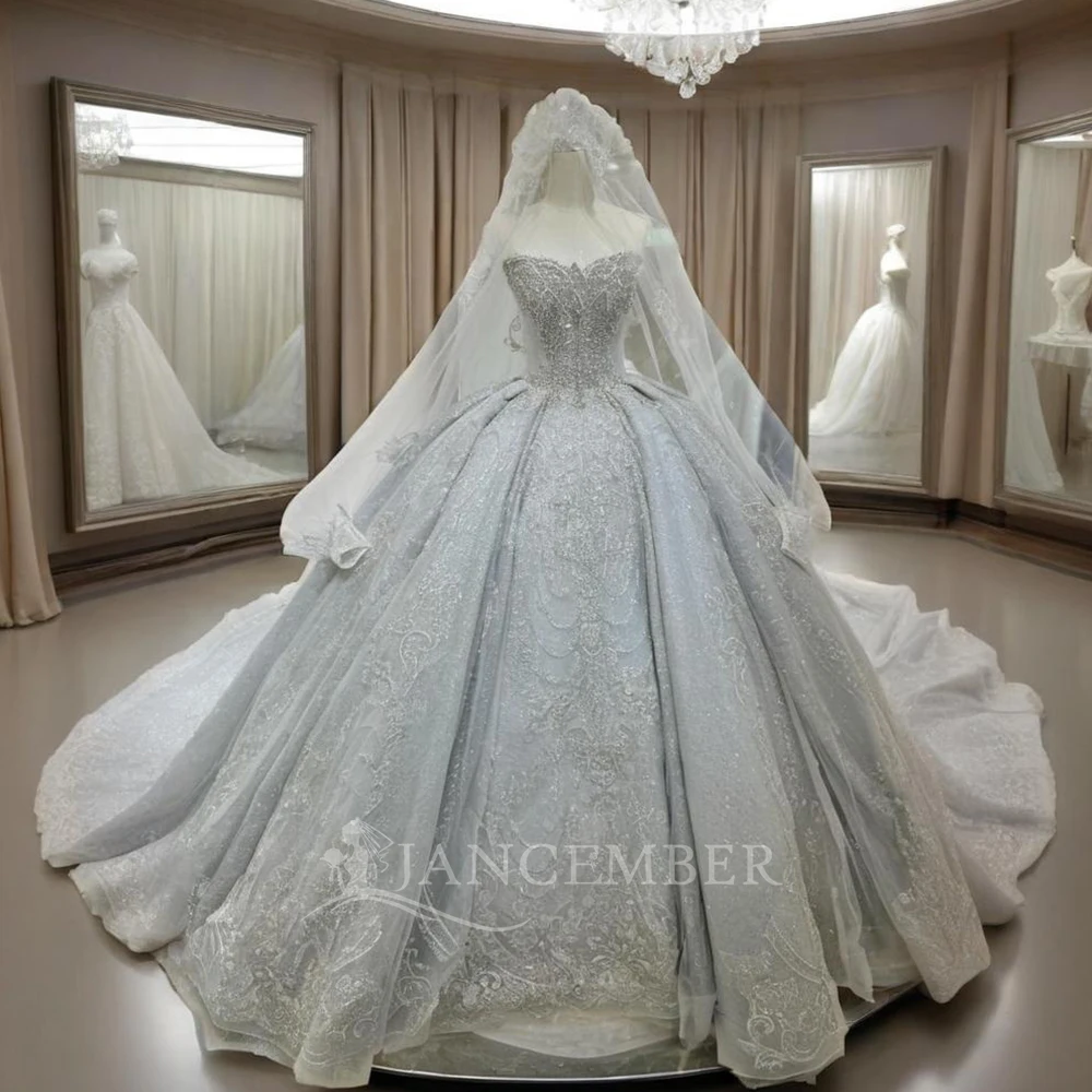 

Изысканные свадебные платья без бретелек с блестящими бусинами и блестками, платья невесты без рукавов со шнуровкой сзади, индивидуальный халат Vestido De Novia