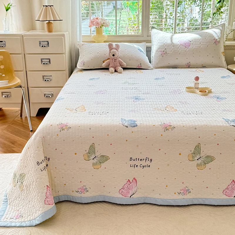 1 colcha con estampado de flores individual/Queen/King, funda de cama de estilo lujoso, agradable para la piel y cómoda, colcha de verano cama 150