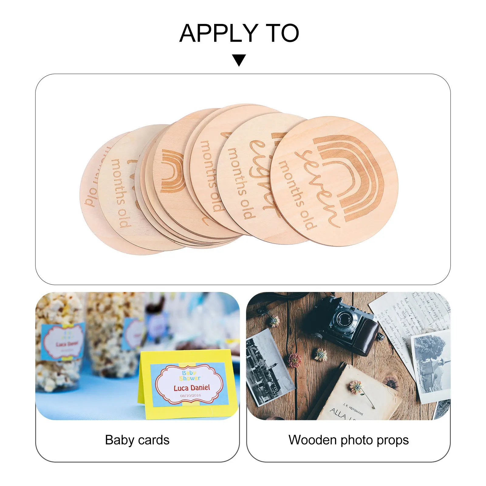 

13Pcs Baby Monthly Memory Cards Wooden Photo Props Newborn Cards Growth Recording Gift Photography Prop