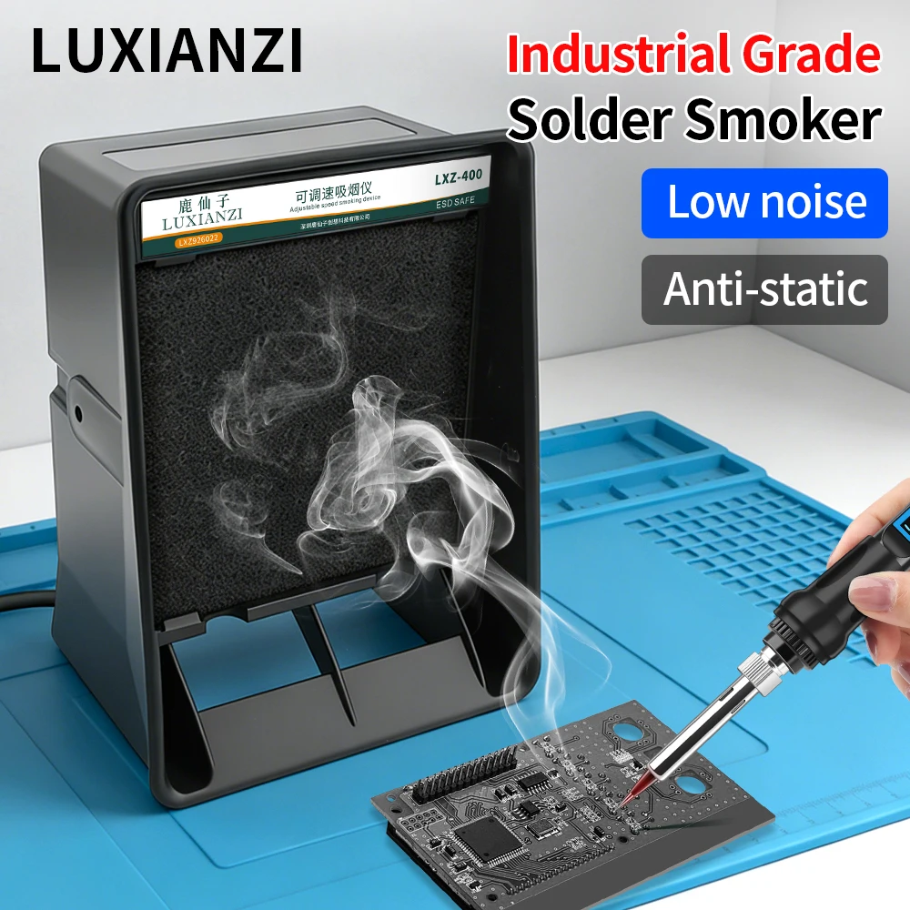 LUXIANZI Adjustable Speed Solder Fume Extractor Activated Carbon Filter for DIY Soldering Welding Repair Work Smoke Absorber