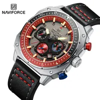 NAVIFORCE, relojes deportivos multifunción resistentes al agua para hombre, reloj de pulsera cuadrado luminoso analógico de cuarzo de marca de lujo de cuero de moda