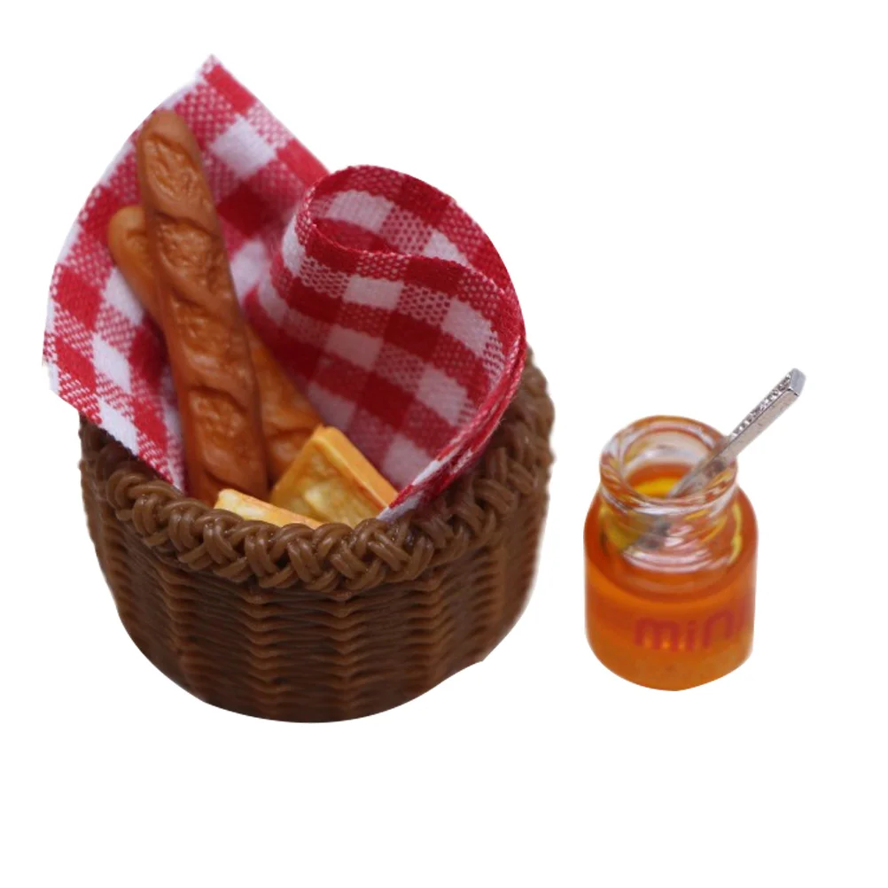 House Ornaments for Kids Bread Basket Model Mini Decoration Condensed Milk