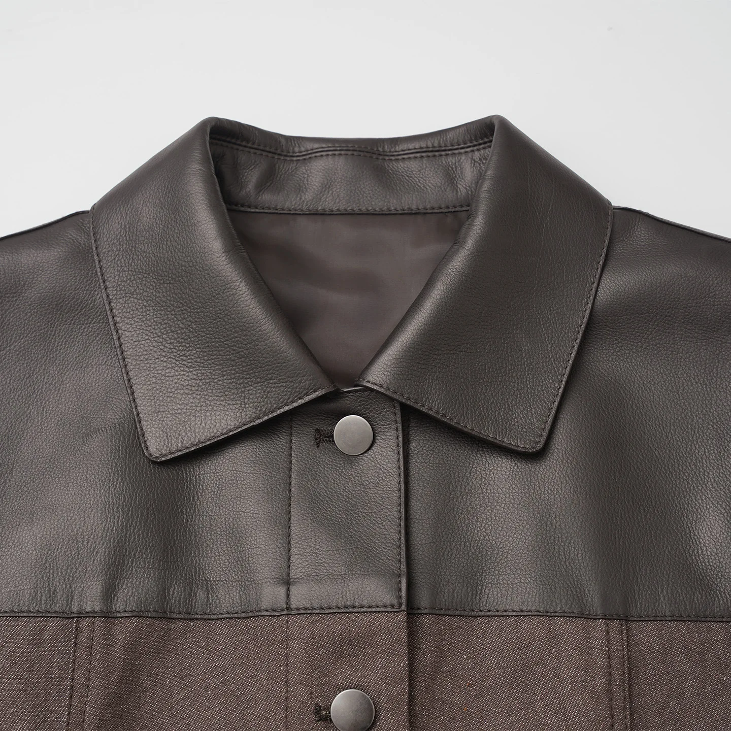 الخريف / الشتاء أزياء جلدية زر سترة أعلى