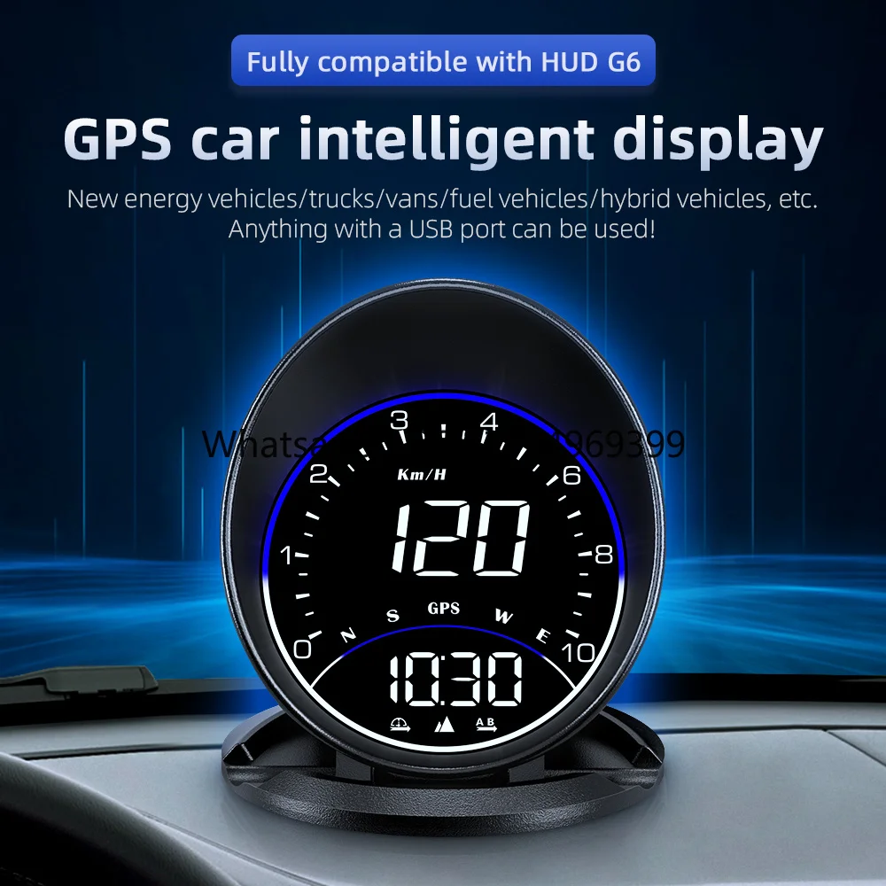 New G6 Intelligent HD Digital LED Speedometer Clock Display Universal Multi-Function Car GPS Head-Up Display
