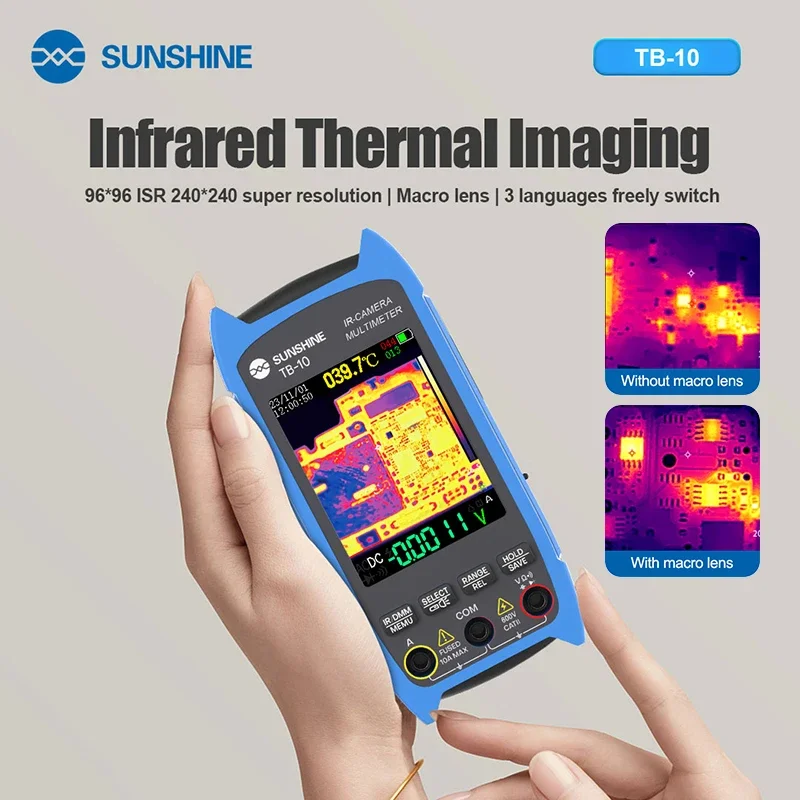 

SUNSHINE TB-10 Infrared Thermal Imager Multimeter SR 240*240 Ultra-high Resolution Macro Len Maintenance Tool in Three Languages