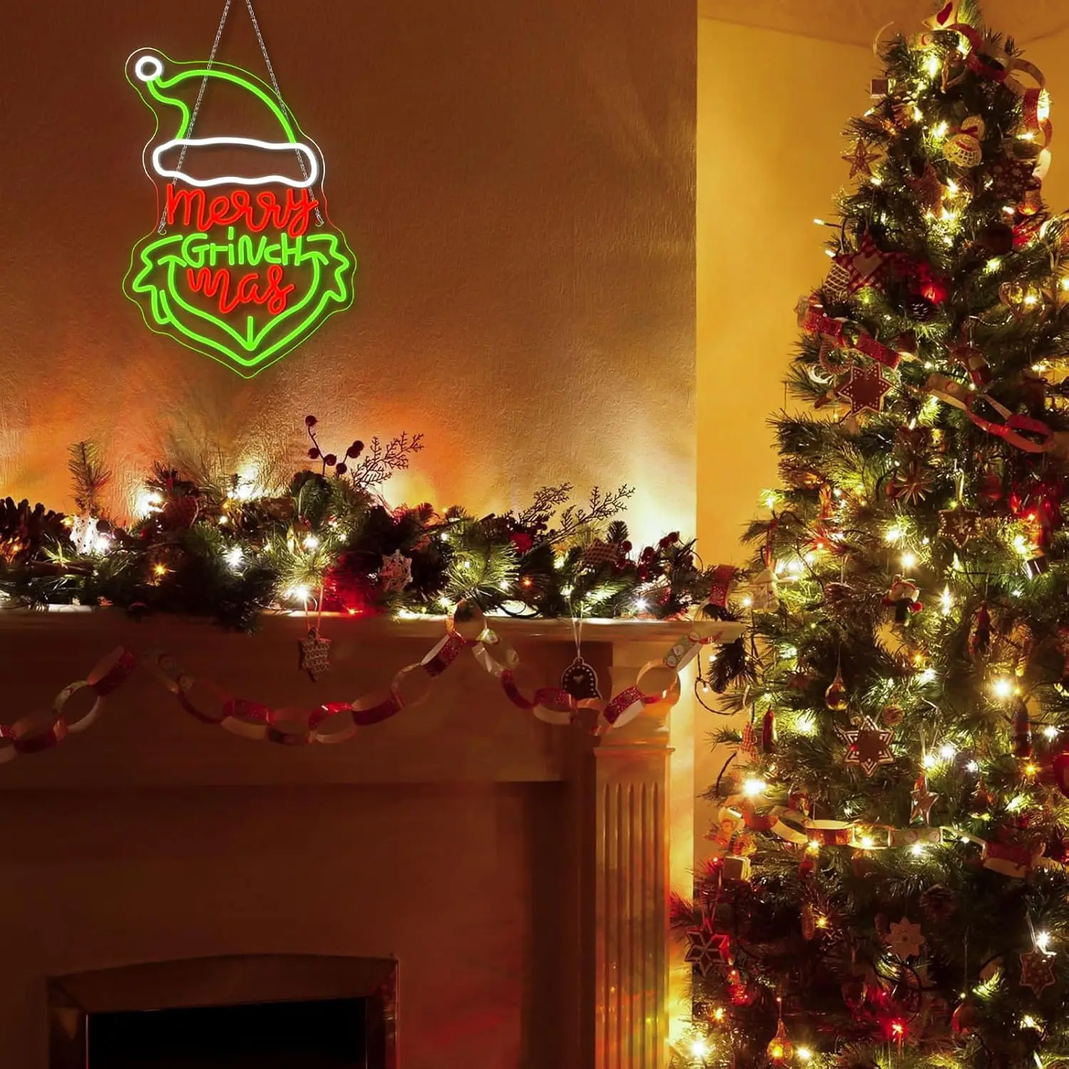 Letrero de neón de Navidad, luz de neón LED regulable por USB para Pub, fiesta, Bar, monstruo caprichoso, decoración del hogar de Año Nuevo, regalo de luz de Navidad