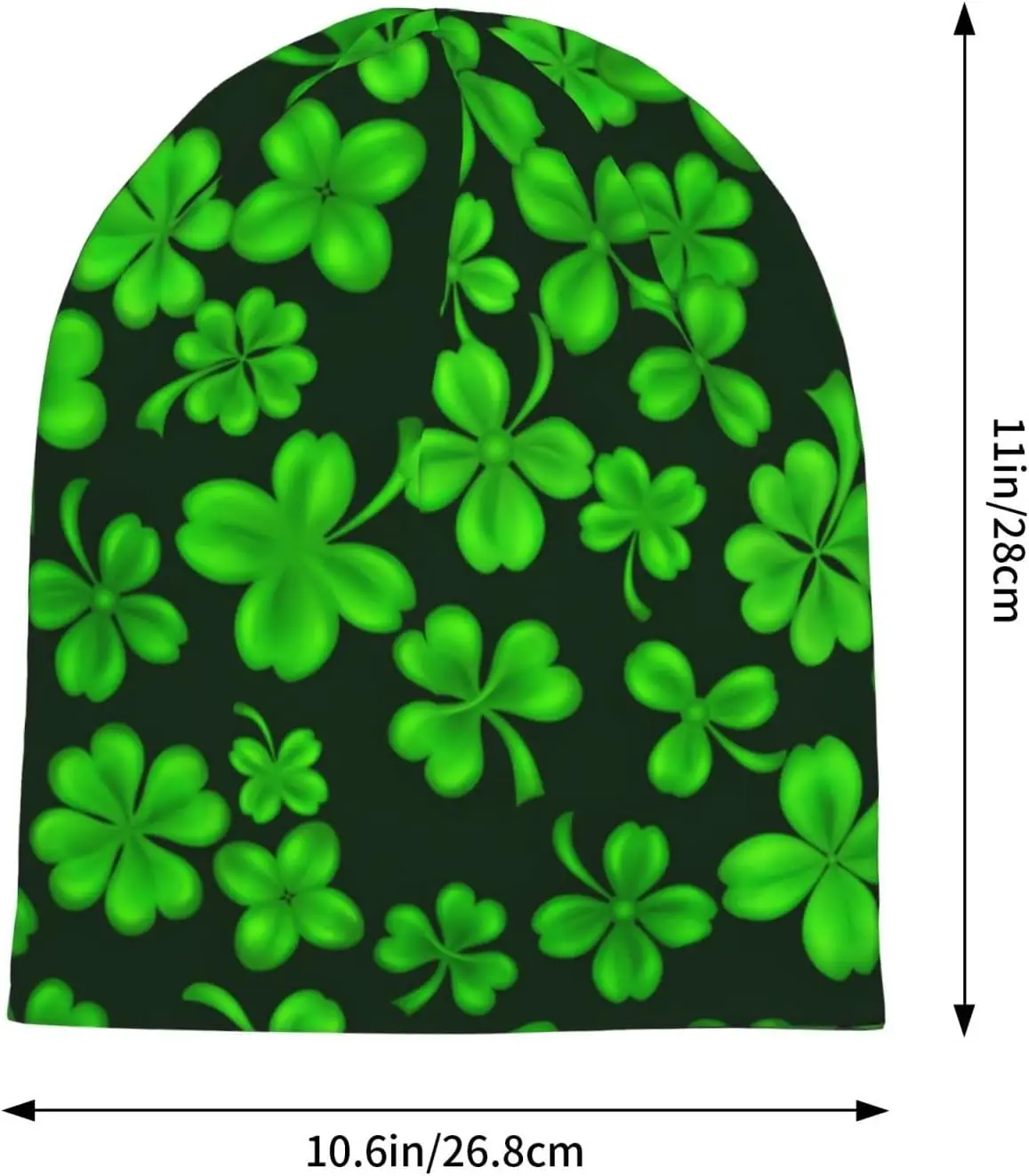 St Patricks Day Green Shamrock Beanie Standard Closed Chemo Knitted Hats Baggy Slouchy Skull Cap Cancer Headwear for Wo