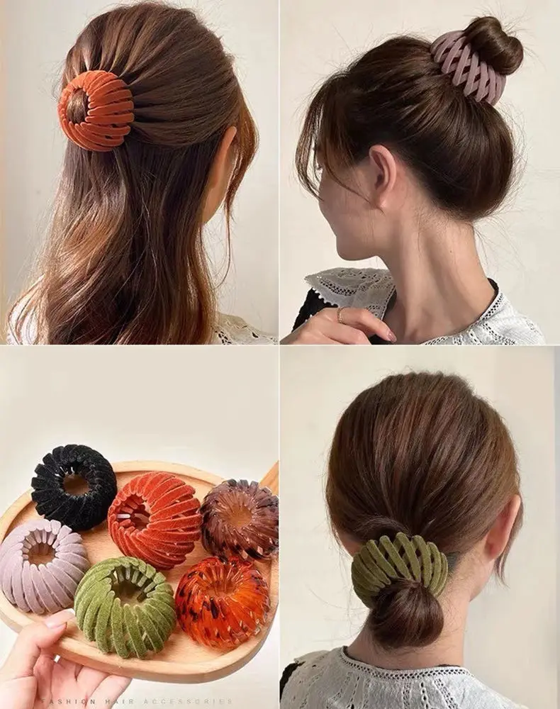 Hair Clip Bird Nest Shaped Magic Hair Holder Velvet Hair Ring Ball Head Hair Device High Ponytail Hair Artifact Accessories