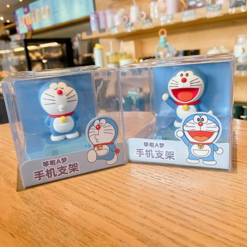 Doraemon Kawaii Mobile Phone Holder Anime Cartoon Phone Stand  Student Cosplay Model Toys Desktop Decoration Kids Birthday Gift