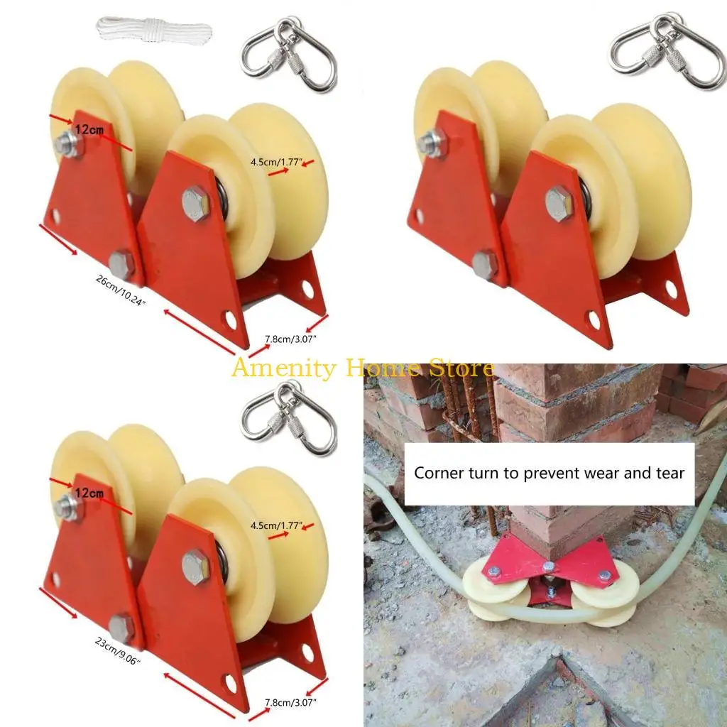F26C Rope Retract Pulley Sling Safety Rope Manual Thicken Material Height Lifting Laborsaving Foldable Wall Corner Wheel