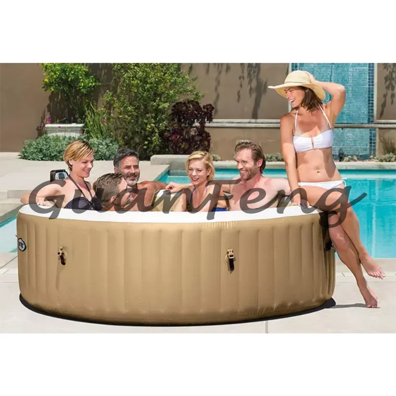 Nuevo diseño, forma redonda, masaje al aire libre, hidromasaje, 4-6 personas, jardín, ocio, inflable, Jacuzzi, Spa, bañera de hidromasaje