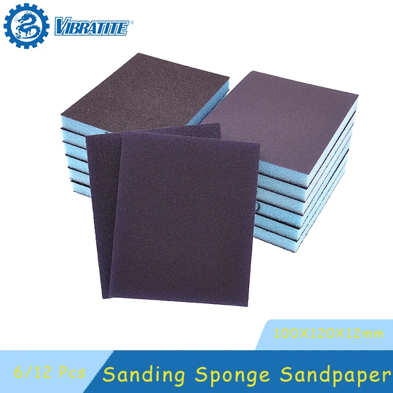 100X120X12mm Sanding Sponge Sandpaper 6/12 Pcs Medium Sanding Block Washable and Reusable Wet Dry for Wood Metal Furniture Paint