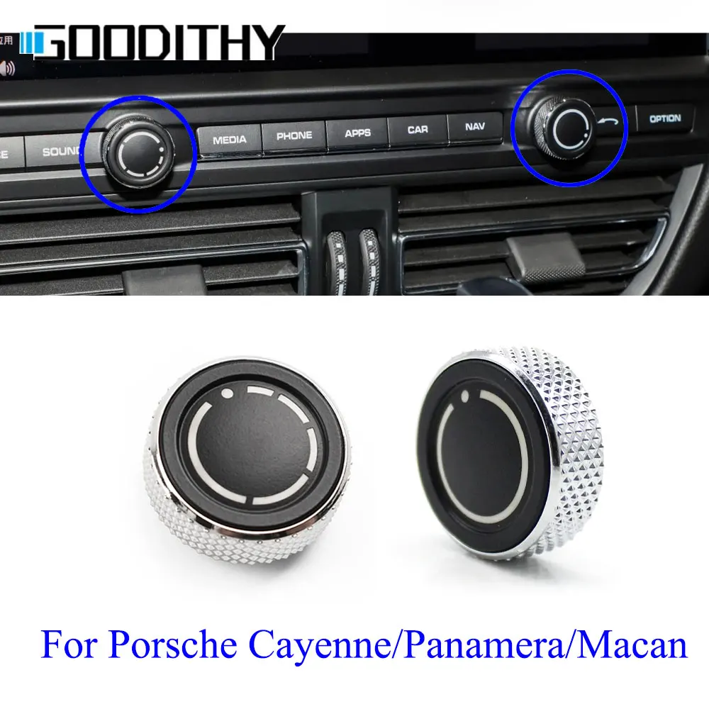 Car Audio Volume Radio Knob Cover CD Multimedia Control Switch Buttons For Porsche Cayenne 7P5 Panamera 970 Macan 95B 95B9195