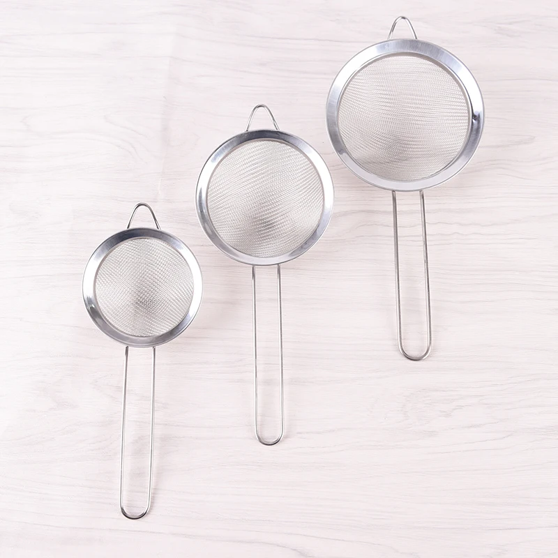 7/8/10/12/14/16/18/20/22cm Optional Kitchen Stainless Steel Flour Tea Strainer Mesh Colander Sieve Filter Sifter