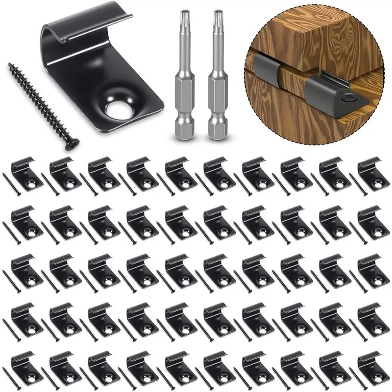 

B03C-Universal Decking Clips 50Pc Stainless Steel Starter Deck Clips, Torx Screw, Torx Bit, Fastener Srews