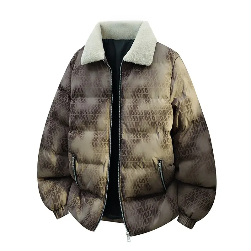 الخريف والشتاء الاتجاه الجديد الأمريكية خمر سميكة الدافئة القطن وسادة مبطنة الرجال الرياضة فضفاضة كبيرة الحجم معطف عالية الجودة