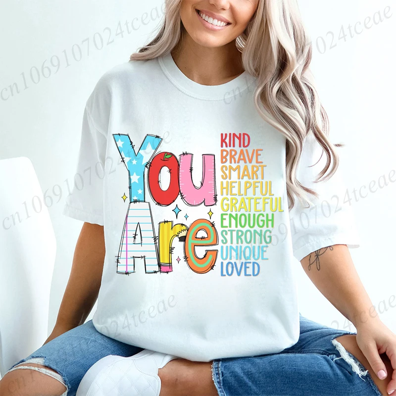 Vous êtes sortes chemises pour femmes retour à l'école T-shirts mode décontracté enseignant appréciation t-shirt tendance T-shirts rétro femmes T-shirts