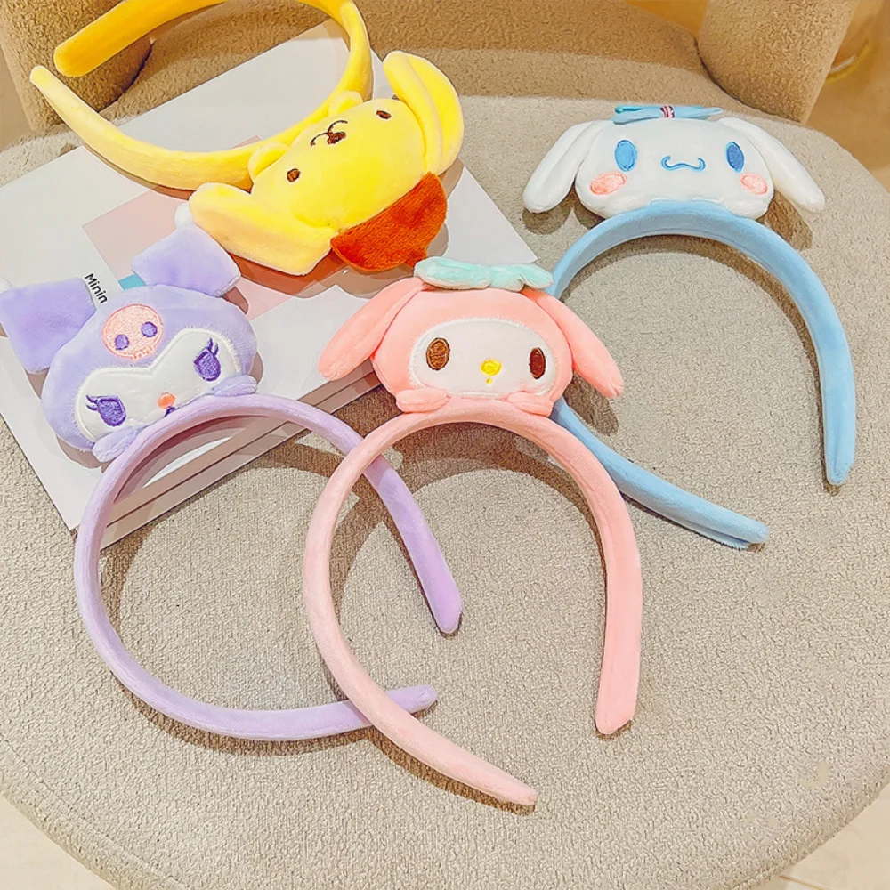 

Sanrio Mymelody Kuromi Cinnamoroll плюшевая кукла повязка для волос для мытья лица макияж Kawaii Нескользящие эластичные аксессуары для волос подарки для девочек