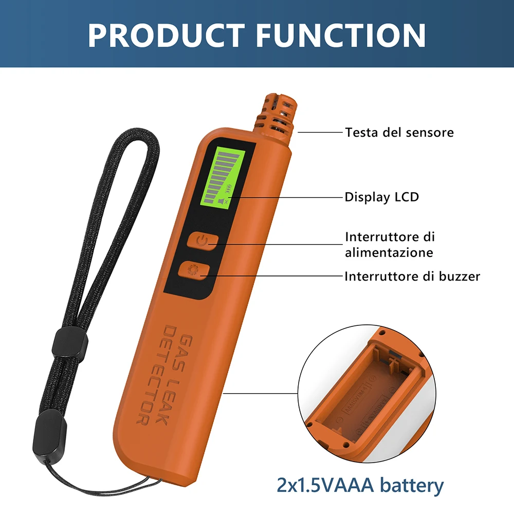 LCD Display Combustible Gas Detector 50-1000ppm Gases Concentration Analyzer Methane CH2C12 C4H10 Gas Leak Detector Leakage Tool