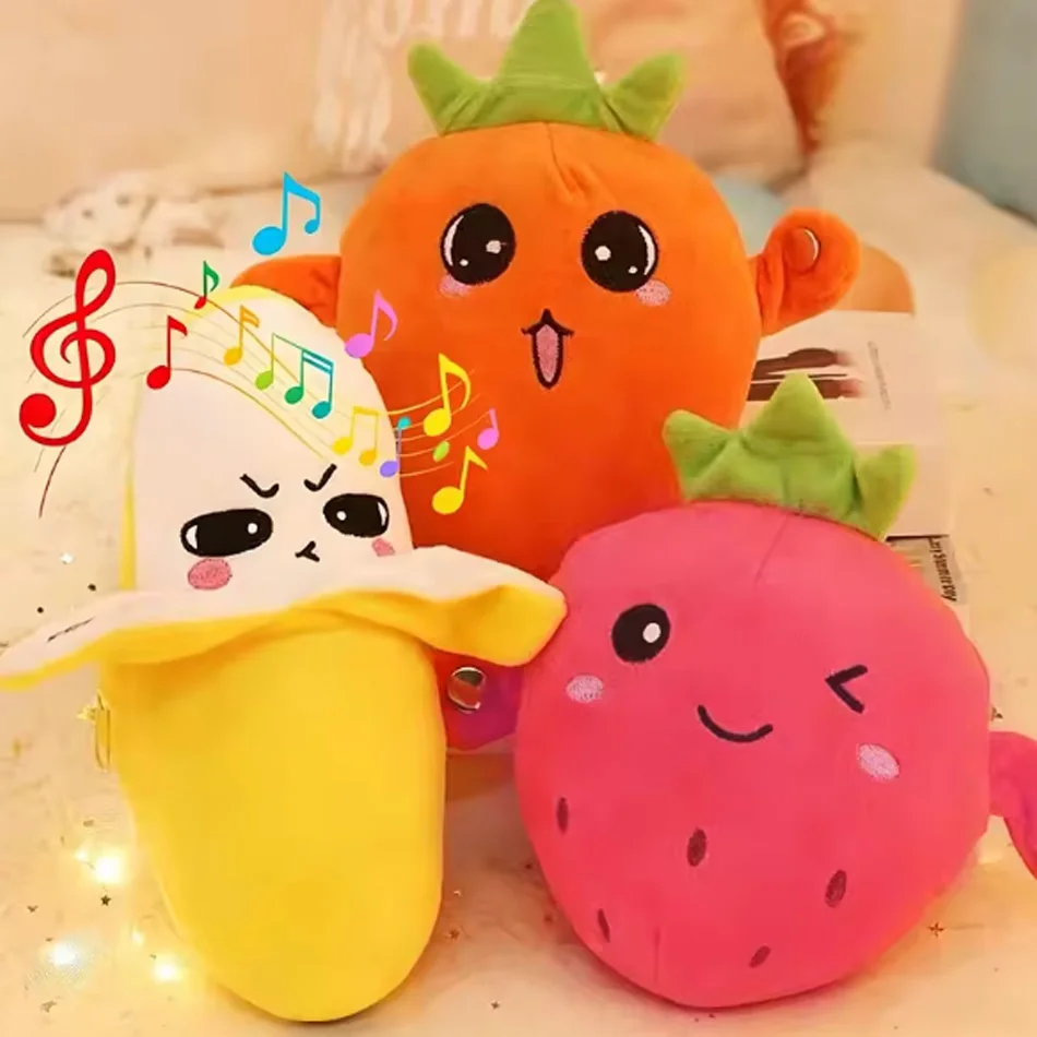 Banana Baby Beat Sensing Creative Fruit Novelty Parent-Child Musical Interactive Piano Toy Plush Doll Christmas Gift