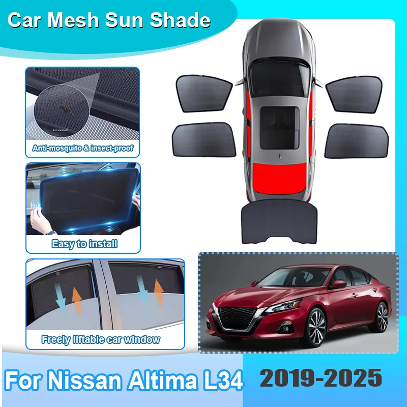 

Car Window Sunshade For Nissan Altima L34 2019-2025 Visor Mesh Anti-UV Heat Insulation Windshield Frame Curtain Auto Accessories