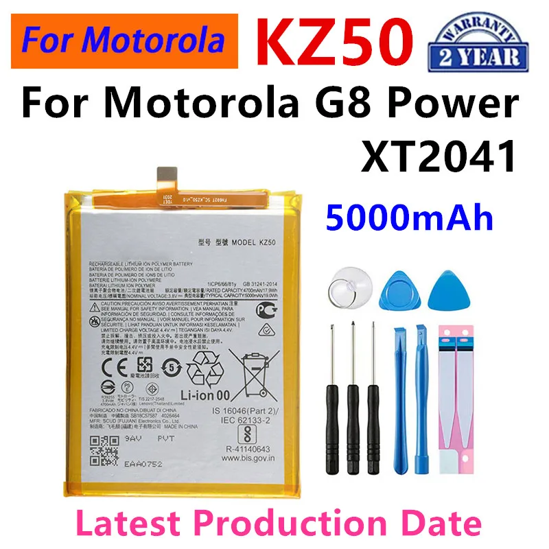 100% Original KZ50 5000mAh Battery For Motorola Moto G8 Power XT2041 Phone Batteries +Tools