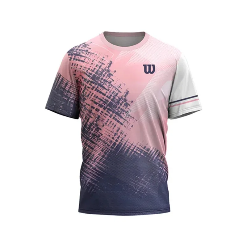 Men Sports T Shirt Badminton Table Tennis For Outdoor Run Fitness Short Sleeve Oversized Tops Summer Casual O-neck Quick Dry Tee