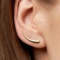 2PC U Shaped Clip Earrings Simple Metal Ear Cuff Piercing Studs Curved Ear Climber Earrings Charm Party Jewelry Gift For Women